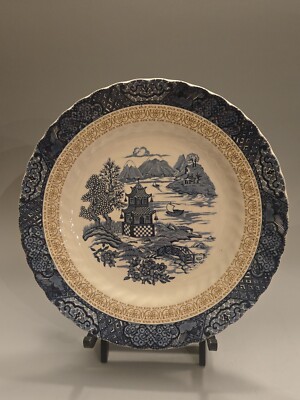 Vintage Royal Tudor Chinese Garden Stoneware China Ruffled 10'' Plate