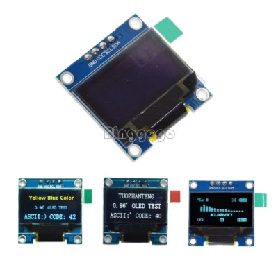 0.96" White Yellow Blue 128X64 OLED I2C IIC Serial LCD LED SSD Display NEU
