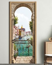 FLFK Door Mural Sticker - Italian Water City,Peel and Stick,Combined Size 32"...