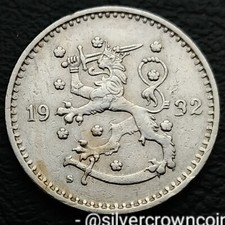 Finland 🇫🇮 1 Markka 1932. KM#30. One Dollar coin. Rampant Lion. Suomi. Marka.