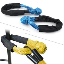 Pair Blue 1/2" Synthetic Soft Shackle Recovery Straps 38000 LBs For Winch Rope