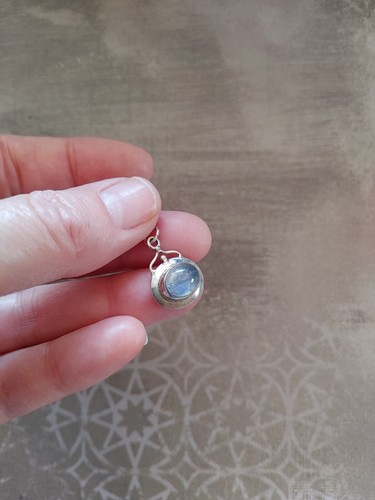 Vintage pendant sterling silver 925 rainbow moonstone oval 2g - Picture 8 of 8