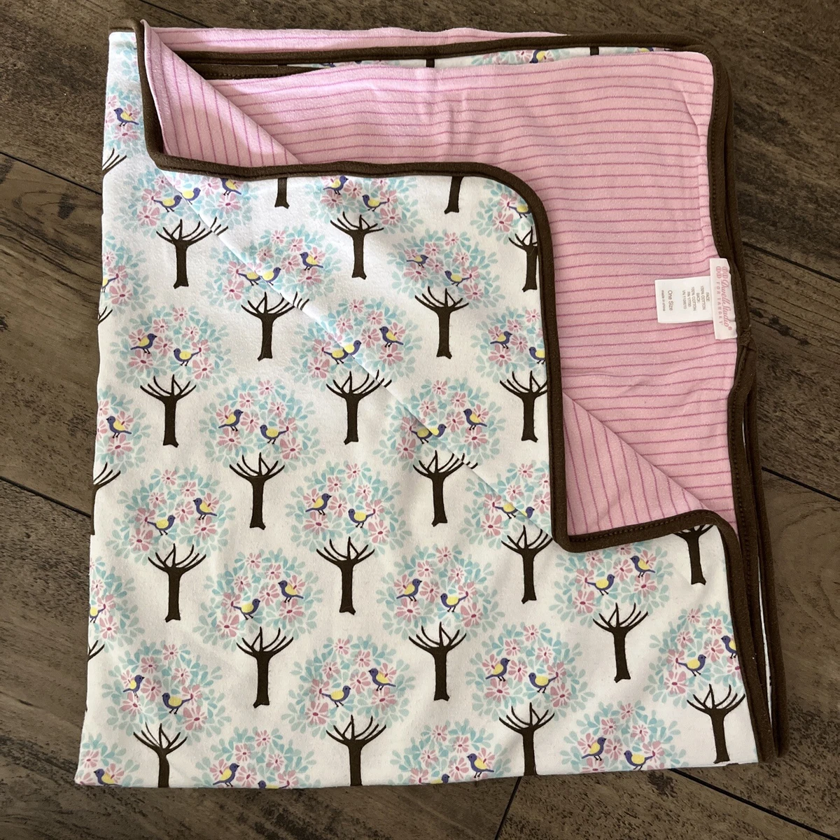 Target dwell studio baby receiving blanket pink blue trees birds