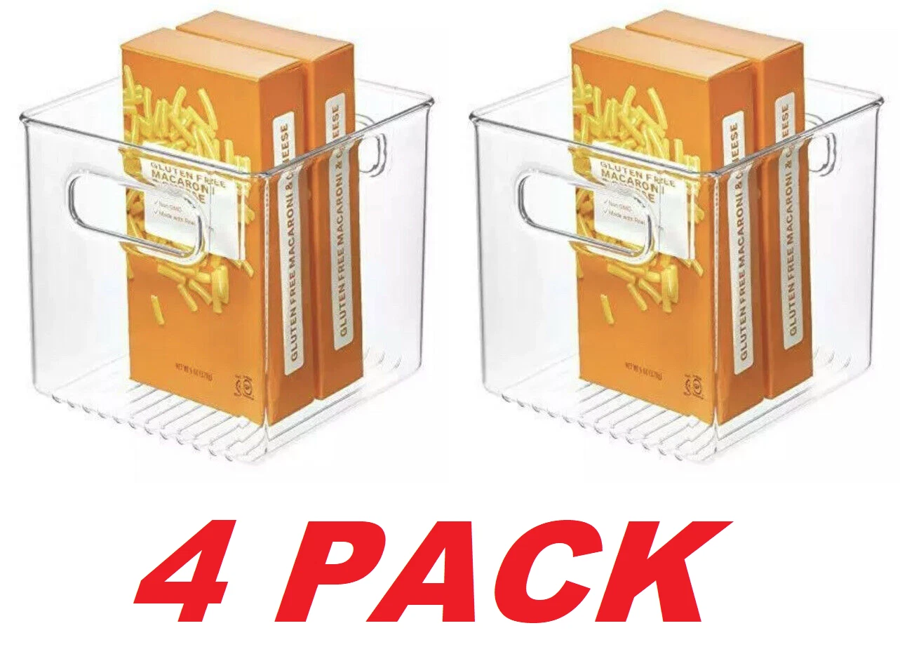 iDesign BPA-Free 6” Plastic Deep Kitchen Storage Bin with Handles (4 Pack)