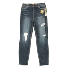 Tinseltown Blue Distressed Ripped Hi-Waist Soft Stretch Skinny Jeans Size 13