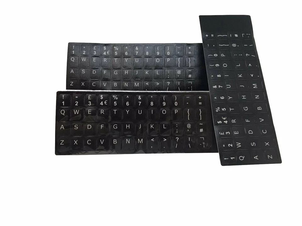 UK English Black Keycap Stickers QWERTY Keyboard Desktop, Laptop, Computer, PC - Image 2 of 4