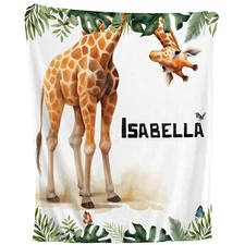 Peekaboo Giraffe Blanket - Personalized Fleece Throw, Safari Kids Baby Gift