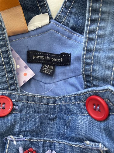 Parche de calabaza denim estiércol para bebés niñas de 3-6 meses de edad - Imagen 5 de 7