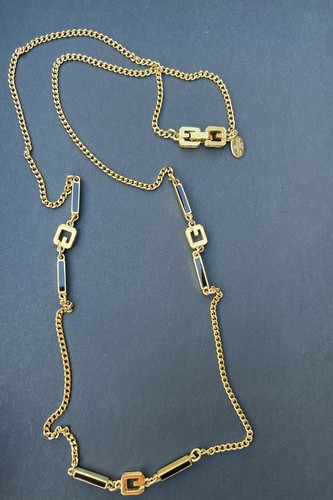 Vintage 70s Givenchy Logo Black \u0026 Gold 