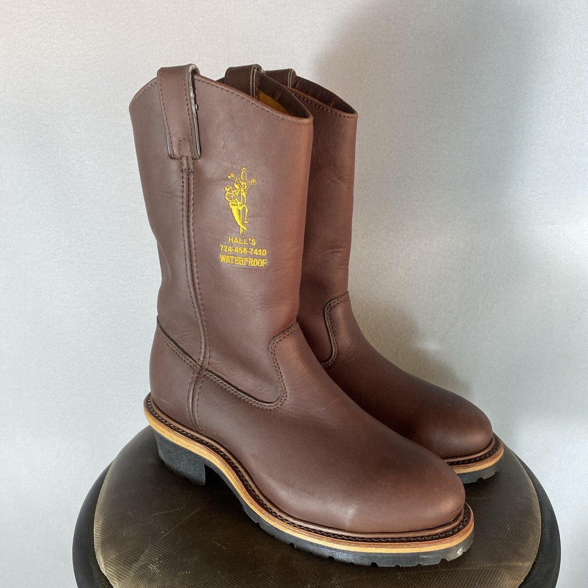 Hall's Western Lineman Boots Steel Toe Brown Leather 70622W Hall's Western Lineman Boots Steel Toe Brown Leather 70622W