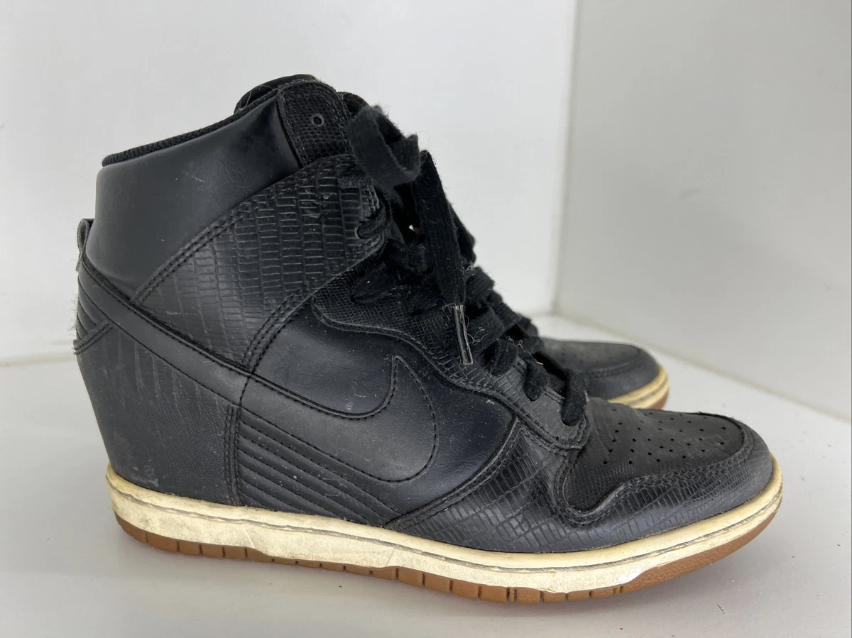 maak het plat Buitenlander Onbevredigend Nike Sky Hi Dunks Wedge Sneakers Womens Black Lace Up Shoes Sz 9 528899-012  | eBay