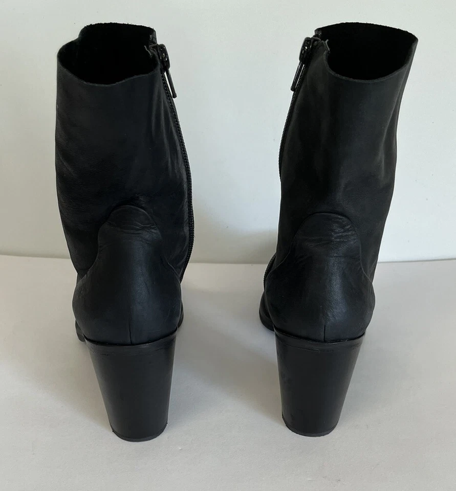 Farylrobin Anthropologie Leather High Ankle Boots Size 39/8.5 Black - Image 4 of 4