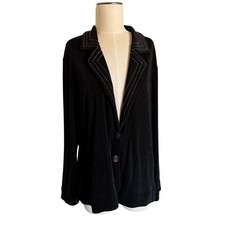 Chicos Travelers Size 3 Womens XL 2 Button Jacket Blazer Lapel Stitching Travel
