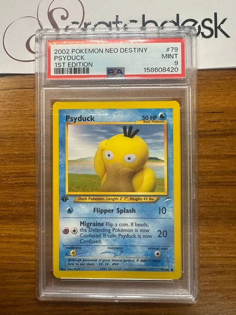 PSA 9 - 1st Edition PSYDUCK - Pokemon NEO DESTINY - 79/105 First YUKA MORII