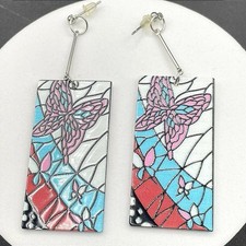 Vintage Butterfly Kanae Kocho Multicolor Graphic Fashion Cosplay Dangle Earrings