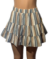 59.95 Altar'd State Skirt Small Multi Ruffle Pull On Lined Cotton