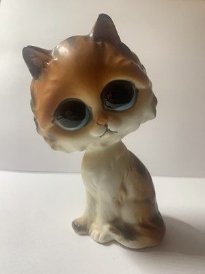 Vintage Lefton Big/Sad Eyed Orange Tabby Cat Ceramic Figurine - H6862 - EUC