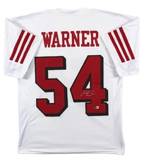 Fred Warner Signed White Pro Style Jersey w/ Dropshadow & Silver Sig BAS