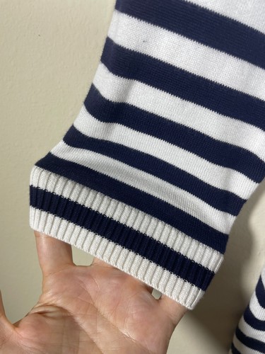 NWT! Talbots Factory Women's Navy White Striped Shell Light Sweater S Resort - Picture 2 of 7
