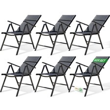 Klappsessel Gartensessel Alu Hochlehner Vinoro Deluxe anthrazit Air Textilene