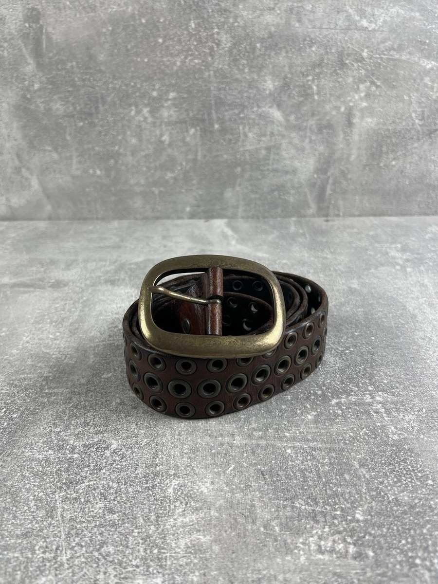 Vintage Italian Brown Leather Grommet Belt – Size 95/110 | eBay display picture 1