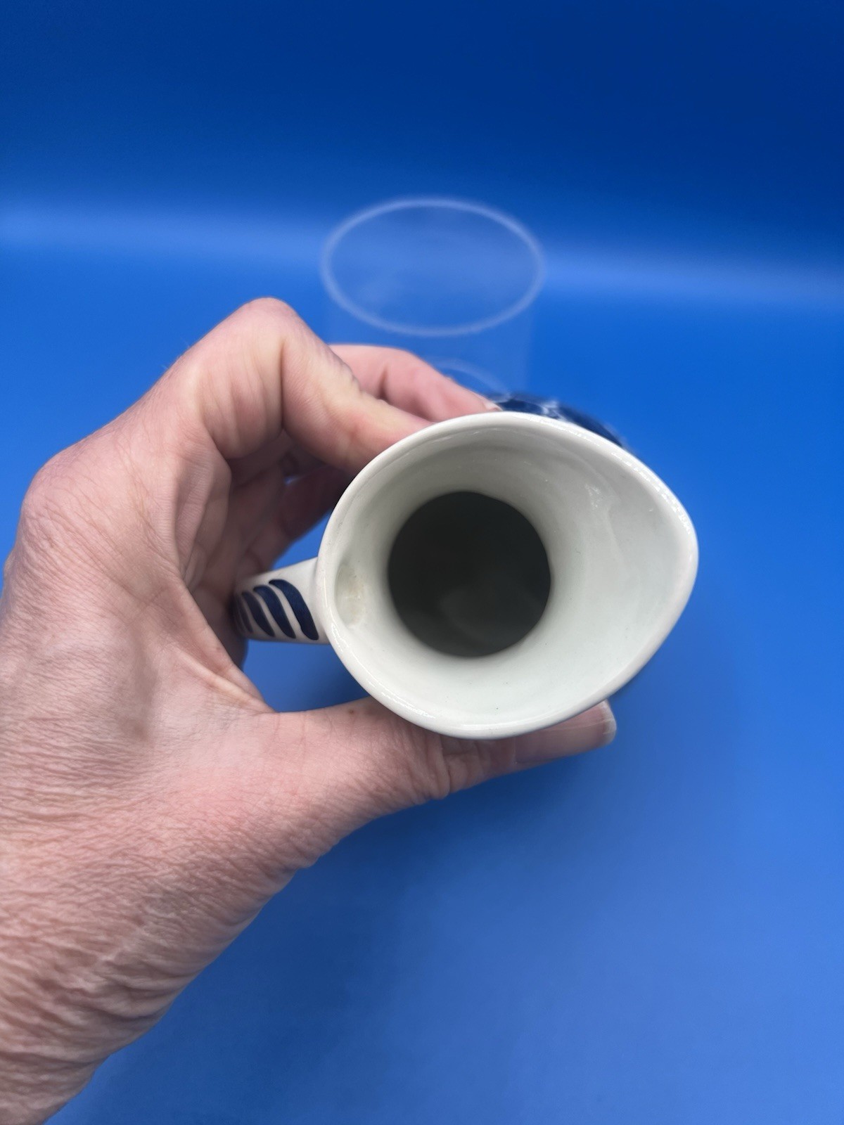 VTG.  Blauw Delfts Distel Pitcher /Creamer Made In Holland Blue White Floral 6"