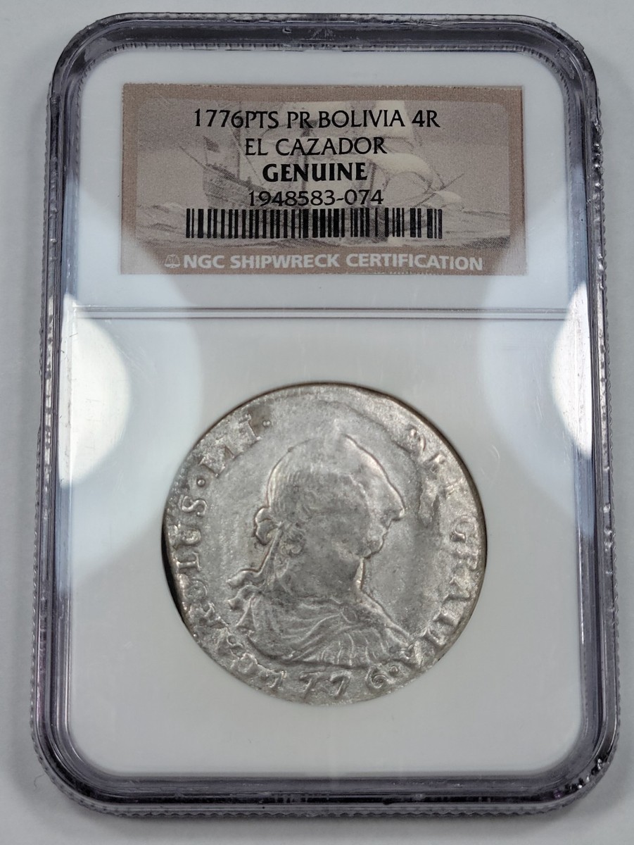 1776 4 Reales EL CAZADOR SHIPWRECK NGC Certified Genuine Potosi