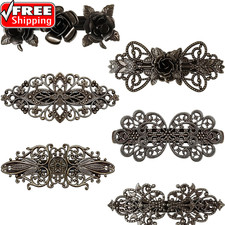 6 Pieces Vintage Hair Barrettes for Women Retro Flower French Pearl Crystal Rhin