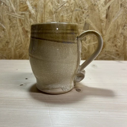 Vintage Studio Pottery Mug with Sculpted Handle Hand Thrown Signed For Dilworth