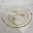 Vintage Lancaster Petal Topaz Yellow Depression Glass Footed 10" Cake Plate.