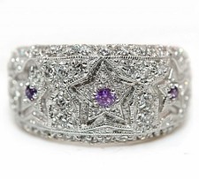 1CT Amethyst  White Topaz 925 Solid Sterling Silver Ring Jewelry Sz 6,7,8 ZB8
