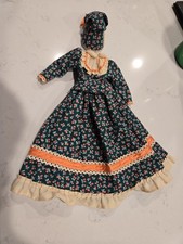 Vintage Barbie Little House On The Prairie Pilgrim Dress With Bonnet Green