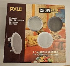 Pyle 8" In-Wall/In-Ceiling 2-Way Stereo Speakers - Flush Mount, White New