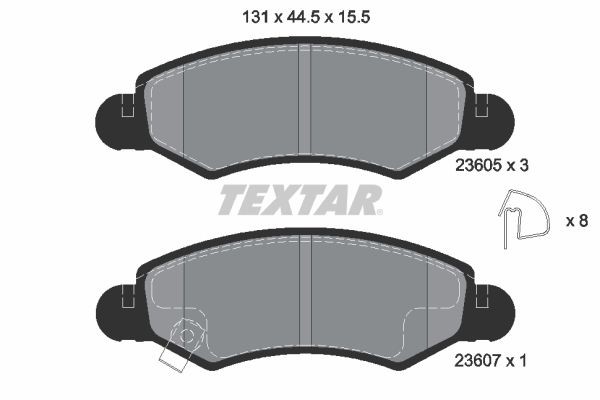 Textar Bremsbelagsatz, Scheibenbremse 2360501 FüR Opel Subaru Suzuki-image