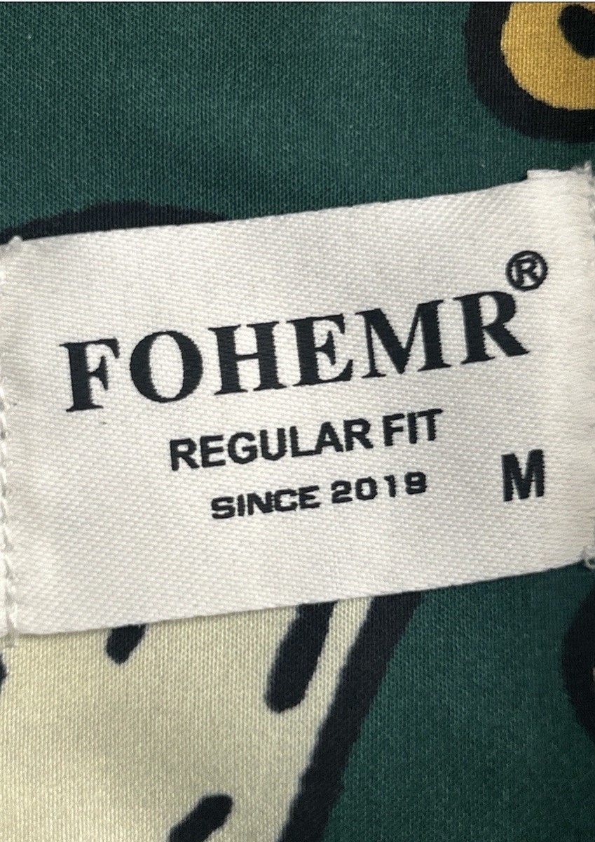 FOHEMR Men’s Halloween Ghost & Potion Print Shirt Medium Green Spooky Button Up View 4