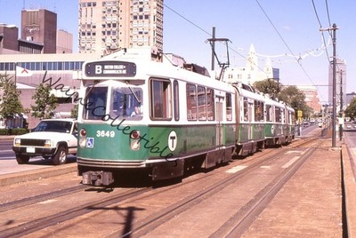 Boston MBTA Green Line LRV 3649 ''B Boston College'' Commonwealth Ave 35mm Slide