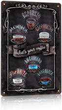 Vintage Coffee Tin Sign Retro Coffee Bar Metel Signs Wall Decor for Kitchen Bake