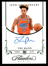 👀🔥 TRE MANN FIRST # 1/5 RC AUTO 10TH ANNIVERSARY EMERALD 2021-22 FLAWLESS OKC
