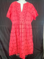 Madewell Scalloped Eyelet Midi Dress Red Large