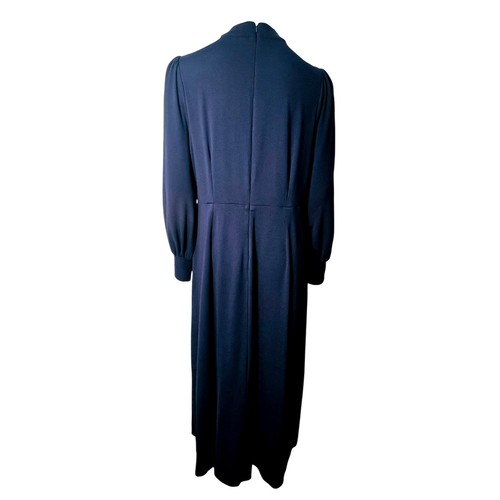 Maxi Vestido Boden Azul Marino Mangas Obispo Cuello Simulado EE. UU. 16-18 Minimalista Modesto - Imagen 3 de 10