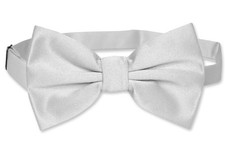 Vesuvio Napoli BOWTIE Solid SILVER GREY Color Mens Bow Tie for Tuxedo or Suit