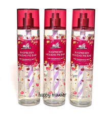 Bath Body Works RASPBERRY Holiday PIE BAR Fine Fragrance Mist 8oz NEW Set of 3