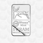 1x Brand New Wessex Mint 1g 999 Silver SpringBuck bar .