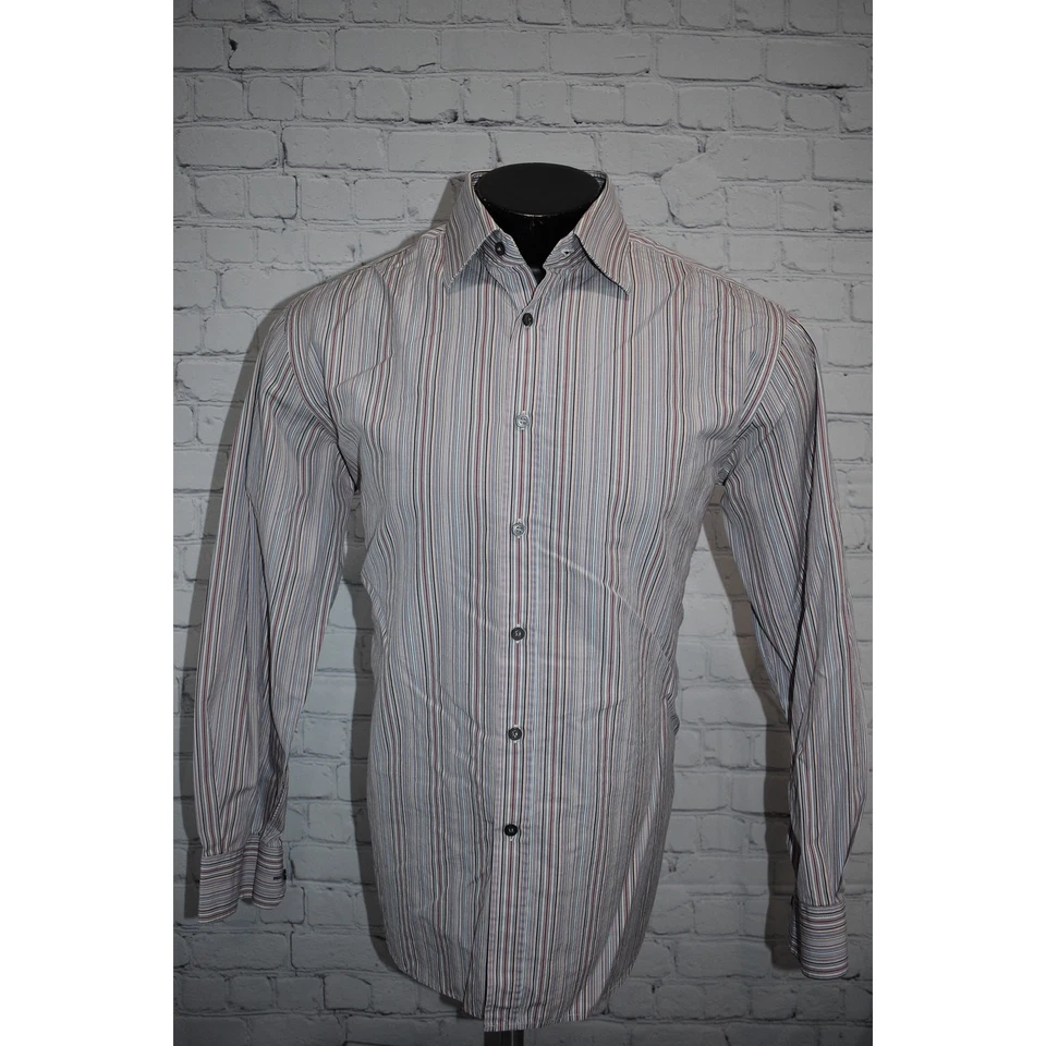 Camisa de vestir Paul Smith London para hombre talla XL calce clásico púrpura a rayas hecha en Italia Foto 2 de 4