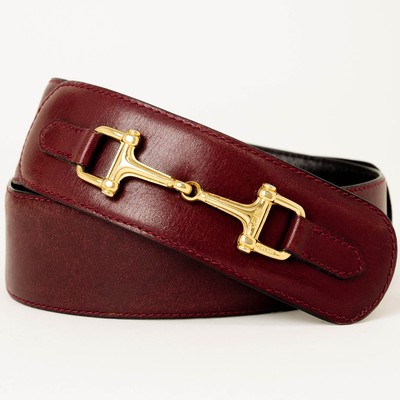【CELINE・セリーヌ】 BELT CELINE Waist Belt Horse Bit Logo Brown Bukle women Black