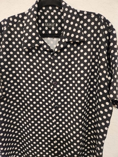 Pronti Collection by Phita Men’s Large Black White Polka Dot Button Down... - Picture 7 of 7