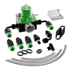 New Adjustable Fuel Pressure Regulator Kit Oil 0-100psi Gauge -6an Black Green