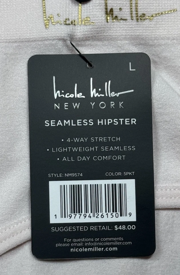 NICOLE MILLER 5 pares de bragas de ropa interior hipster sin costuras para mujer mezcla de nailon talla L Foto 4 de 4