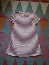 Madewell Striped A-Line T-Shirt Dress Round Neck Pink and Cream 100% Cotton