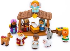 13 Pcs Christmas Nativity Playset Mini Manger Scene Figurines Set for Kids Decor